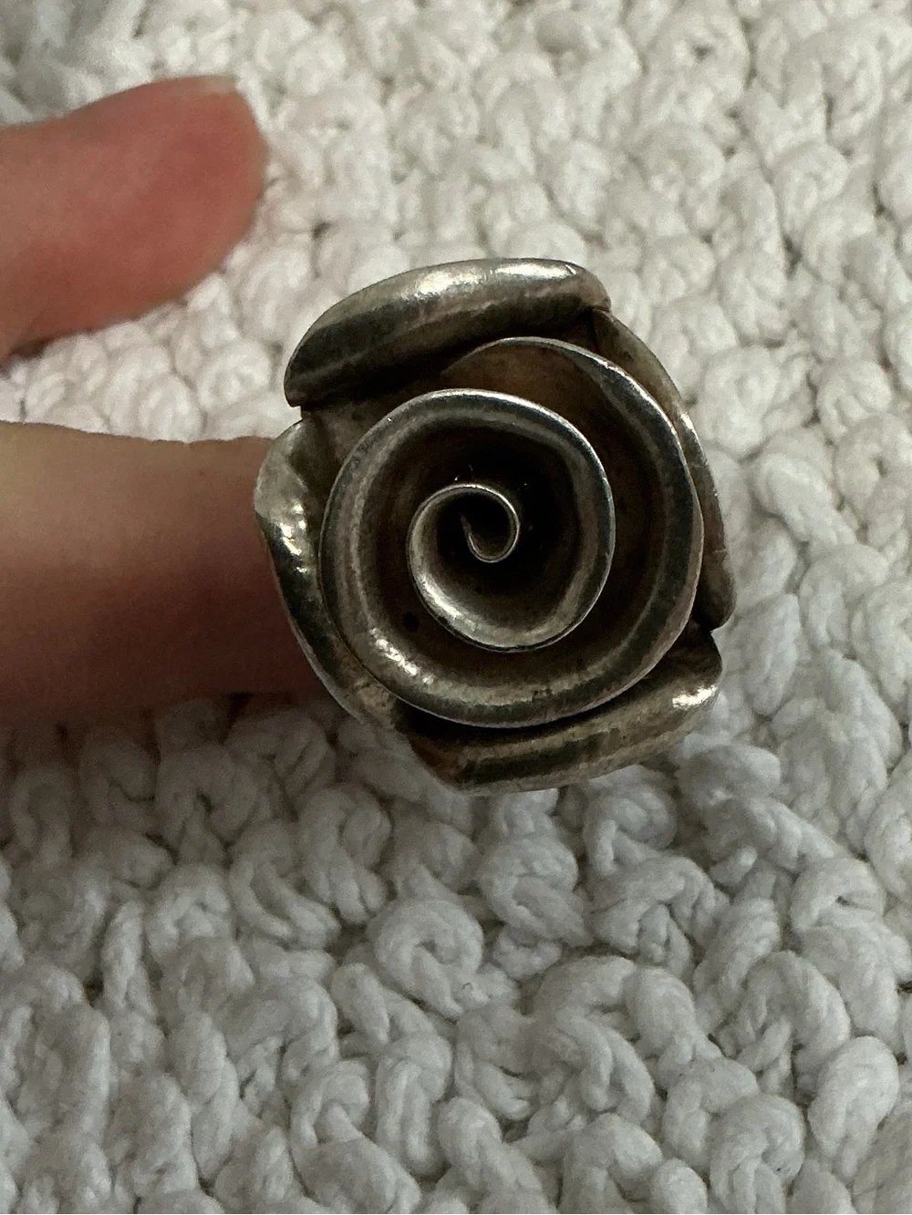 Vintage 925 Rose Adjustable Size Statement Ring